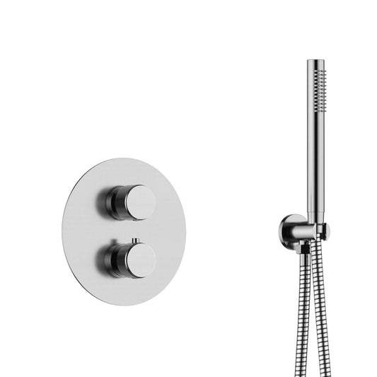 Pluvia Brushed Stainless Steel Thermostatic Concealed Shower Set