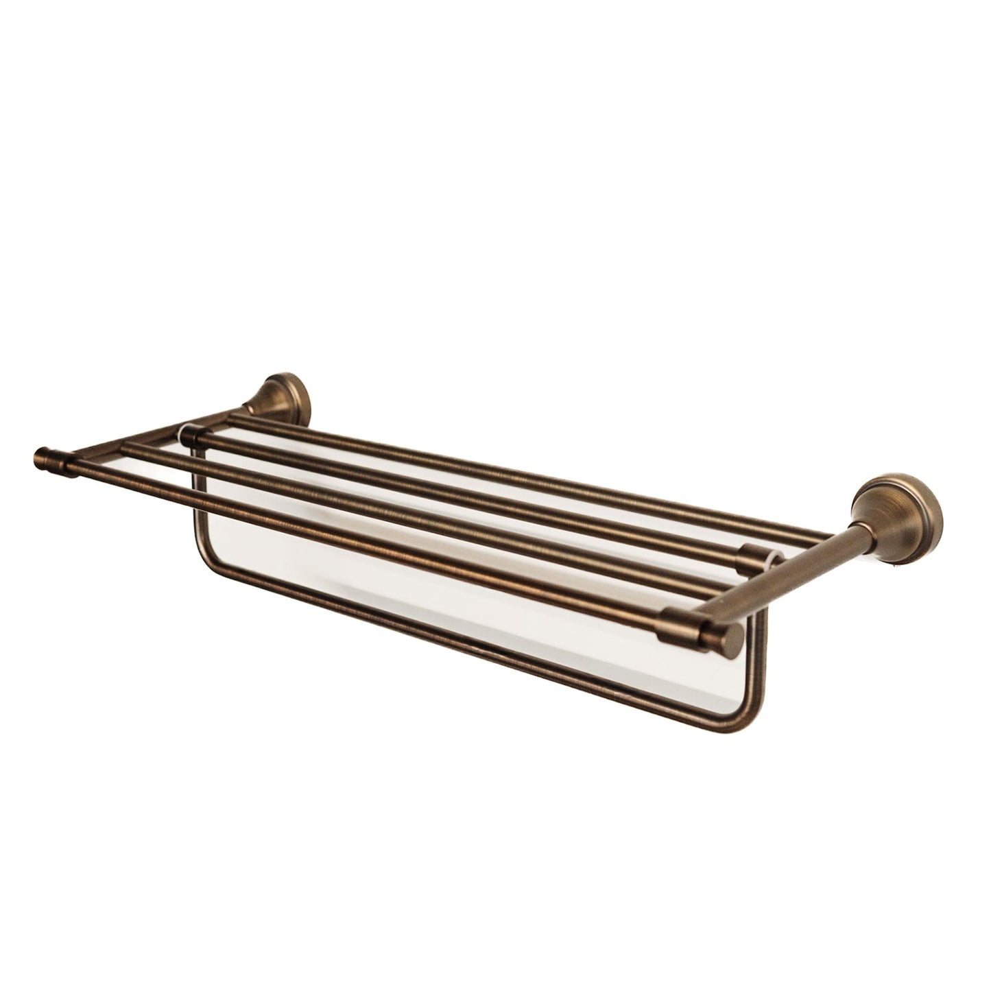 Domus Brushed Antique Brass Knurled Towel Shelf With Rail