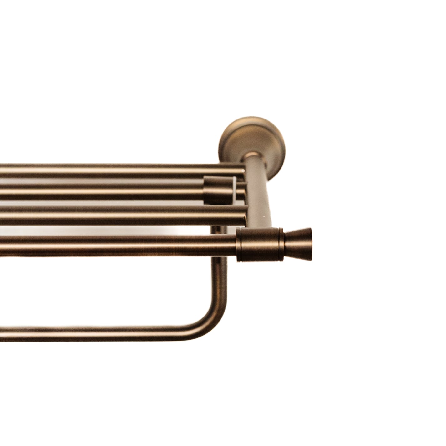 Domus Brushed Antique Brass Knurled Towel Shelf With Rail